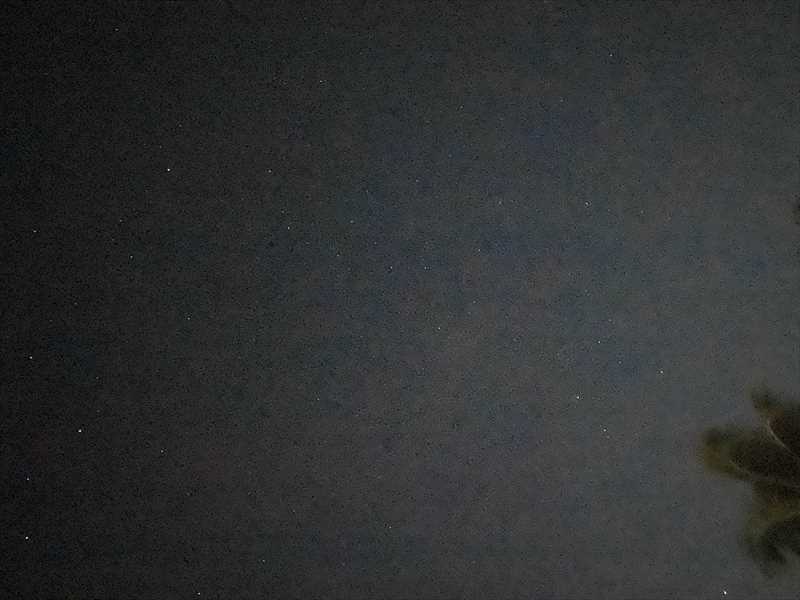 モアルボアルの夜空。スマホなら、何かと一緒に撮影するのがコツらしいので右下にヤシの木。