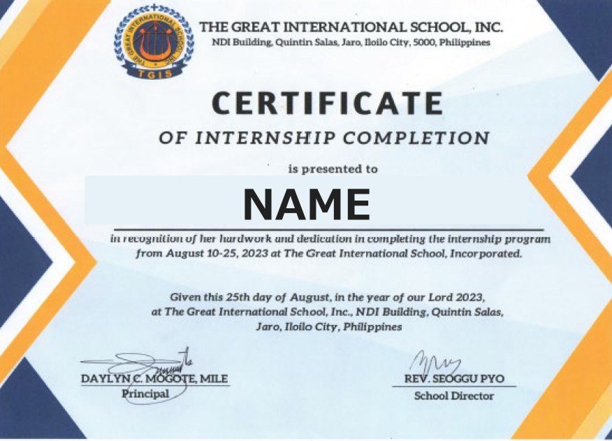 PIA　internship完了証