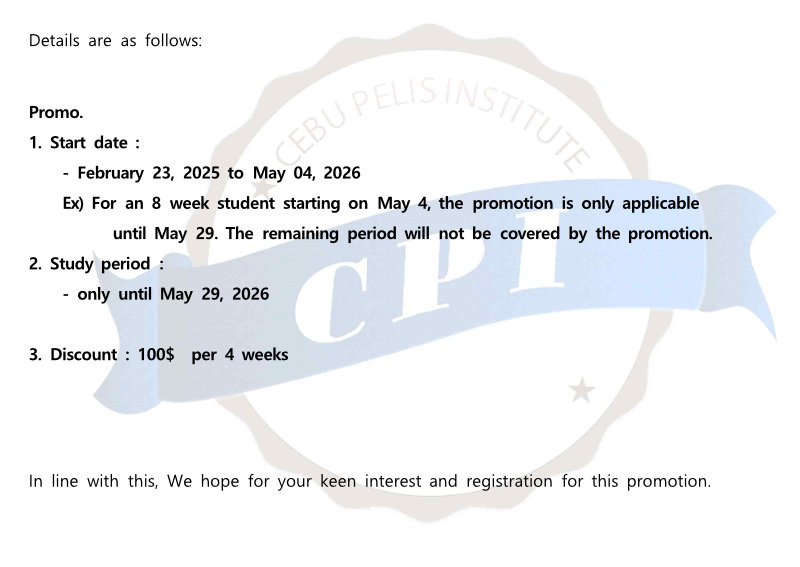 CPI-2026 Low season promotion